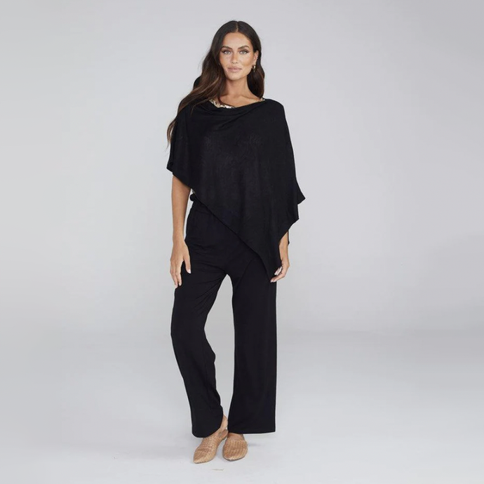 Carrie Bamboo Cashmere Poncho Black