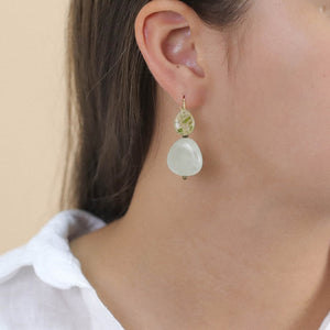 Papyrus French Hook Earrings with Jade Pendant