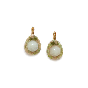 Papyrus Terazzo French Hook Earrings with Jade