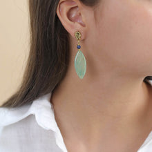 Load image into Gallery viewer, Linapacan Gold and Green Drop Earrings
