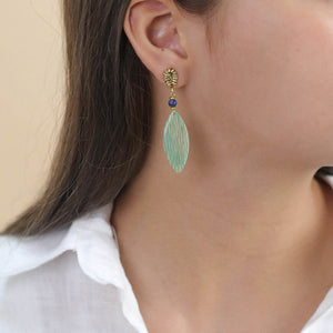 Linapacan Gold and Green Drop Earrings