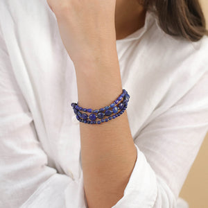 Indigo Lapiz Lazuli 3 Row Bracelet