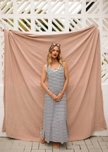 Load image into Gallery viewer, Janet Bamboo Maxi Dress Grey Marle/Black Stripe