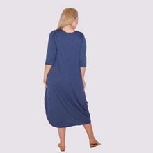 Load image into Gallery viewer, 3/4 Sleeve Magic Tie Dress - Ocean Blue