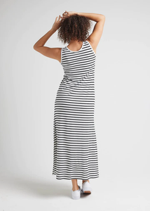 Janet Bamboo Maxi Dress Grey Marle/Black Stripe