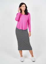 Load image into Gallery viewer, Whitney Bamboo Maxi Tube Skirt in B&amp;W Stripe