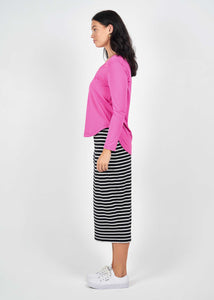 Whitney Bamboo Maxi Tube Skirt in B&W Stripe