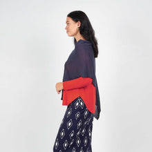 Load image into Gallery viewer, Carrie Bamboo Cashmere Poncho in Navy