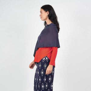 Carrie Bamboo Cashmere Poncho in Navy