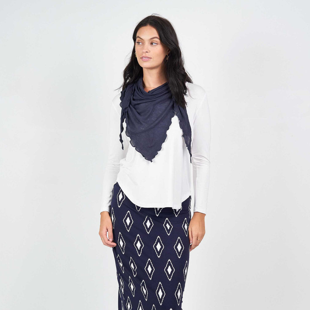 The Sassoon Cashmere/Bamboo Scarf in Navy