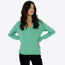 Load image into Gallery viewer, Downtown V Neck Sweater in Mint