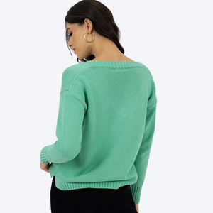 Downtown V Neck Sweater in Mint