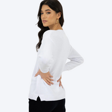 Load image into Gallery viewer, Downtown V Neck Sweater in White