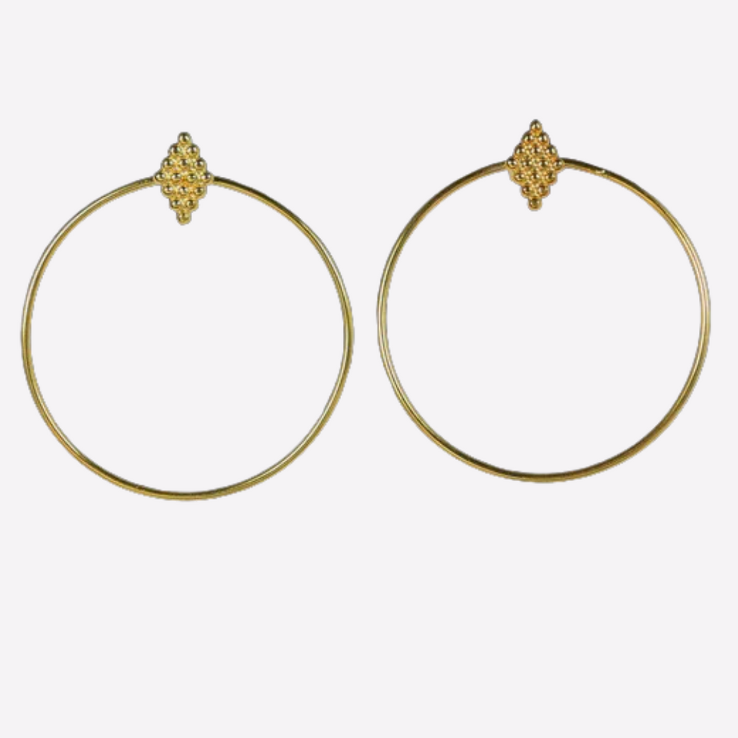 Euro Gold Hoop Earring with Stud