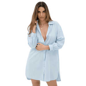 Freestyle Shirt Dress in Sky Blue