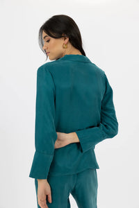 Maia Collared Shirt in Teal