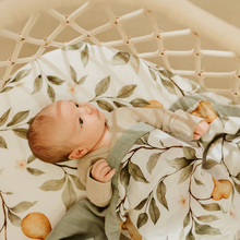 Load image into Gallery viewer, 100% Organic Muslin Cot Snuggle Blanket Whimsical Pear