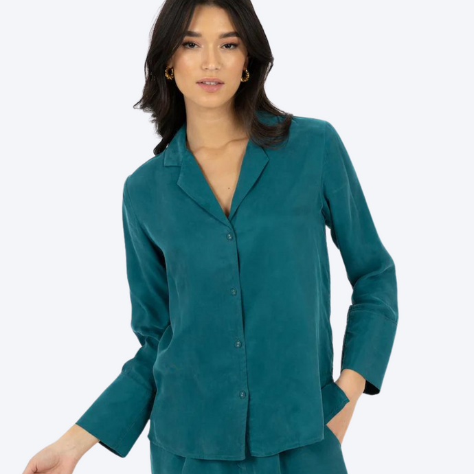 Maia Collared Shirt in Teal