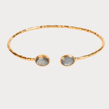 Load image into Gallery viewer, Euro Gold Fine Cuff Bangle with Moonstone