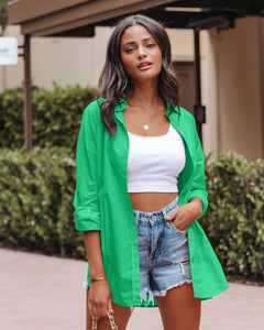 Casual Button Up Shirt in Green