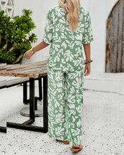 Load image into Gallery viewer, Pant and Shirt Lounge Set - Sage and White