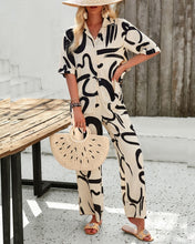 Load image into Gallery viewer, Pant and Shirt Lounge Set - Latte and Black
