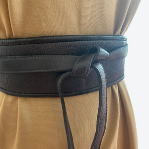 Sienna Wrap Leather Belt Charcoal