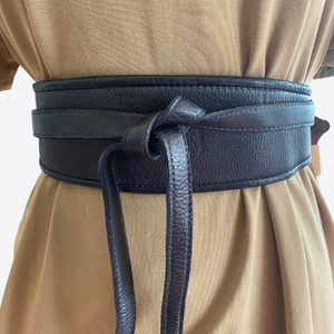 Sienna Wrap Leather Belt Charcoal