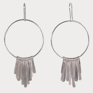 Silver Tassel Hoop Earrings