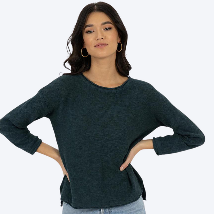 Sofia Cotton Sweater in Atlantic Blue