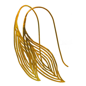 Euro Gold Large Leaf Hook Earring