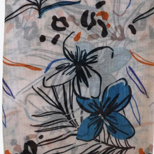 Load image into Gallery viewer, Blue + Orange Jungle Print Scarf