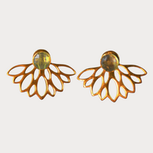 Load image into Gallery viewer, Euro Gold Lotus Lemon Topaz Earrings