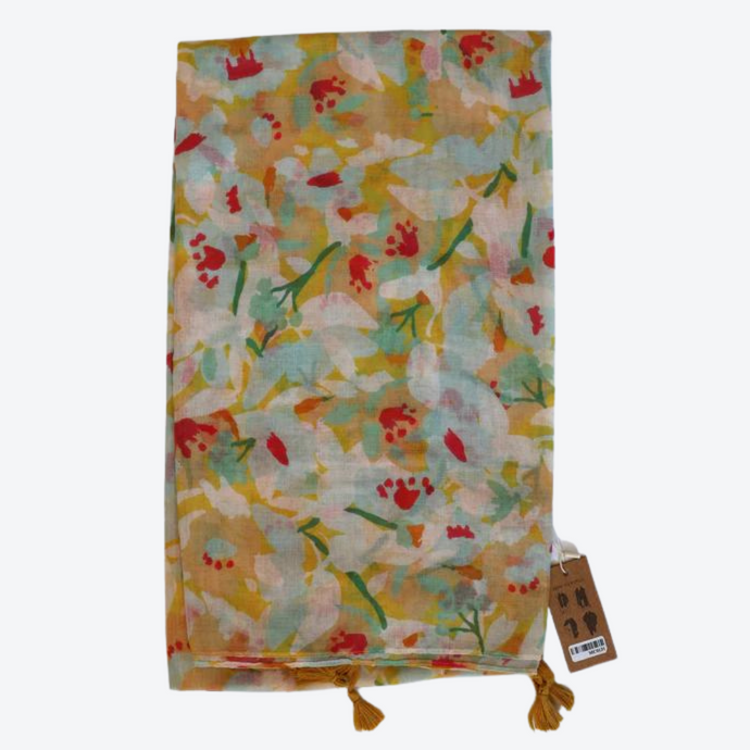 Mustard Abstract Floral Scarf