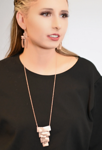 Euro Rose Gold Layered Drop Necklace