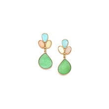 Load image into Gallery viewer, Victorie Three Oval Top Post Earrings with Green Shell Drop