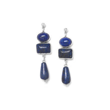 Load image into Gallery viewer, Indigo Silver Stud with 3 Layer Lapis Drop Earrings