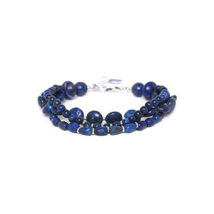 Indigo Lapiz Lazuli 3 Row Bracelet