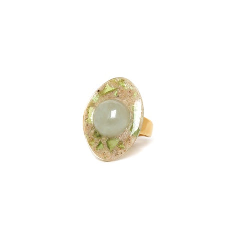 Papyrus Adjustable Jade and Terazzo Ring