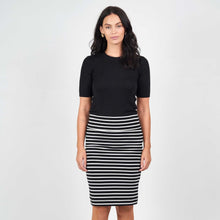 Load image into Gallery viewer, Whitney Bamboo Midi Tube Skirt in B&amp;W Stripe