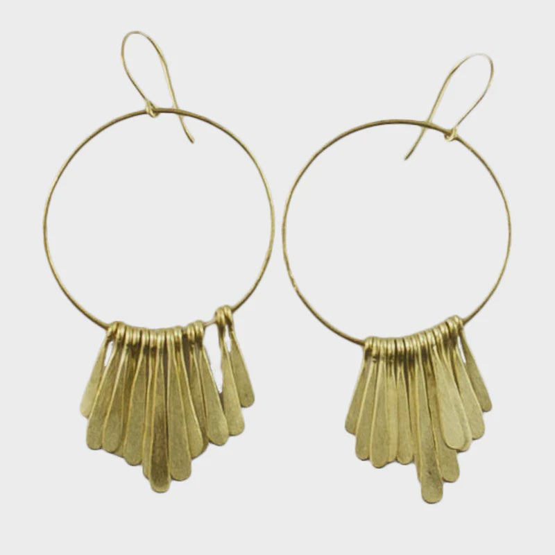 Euro Gold Hoop Earring with Accent