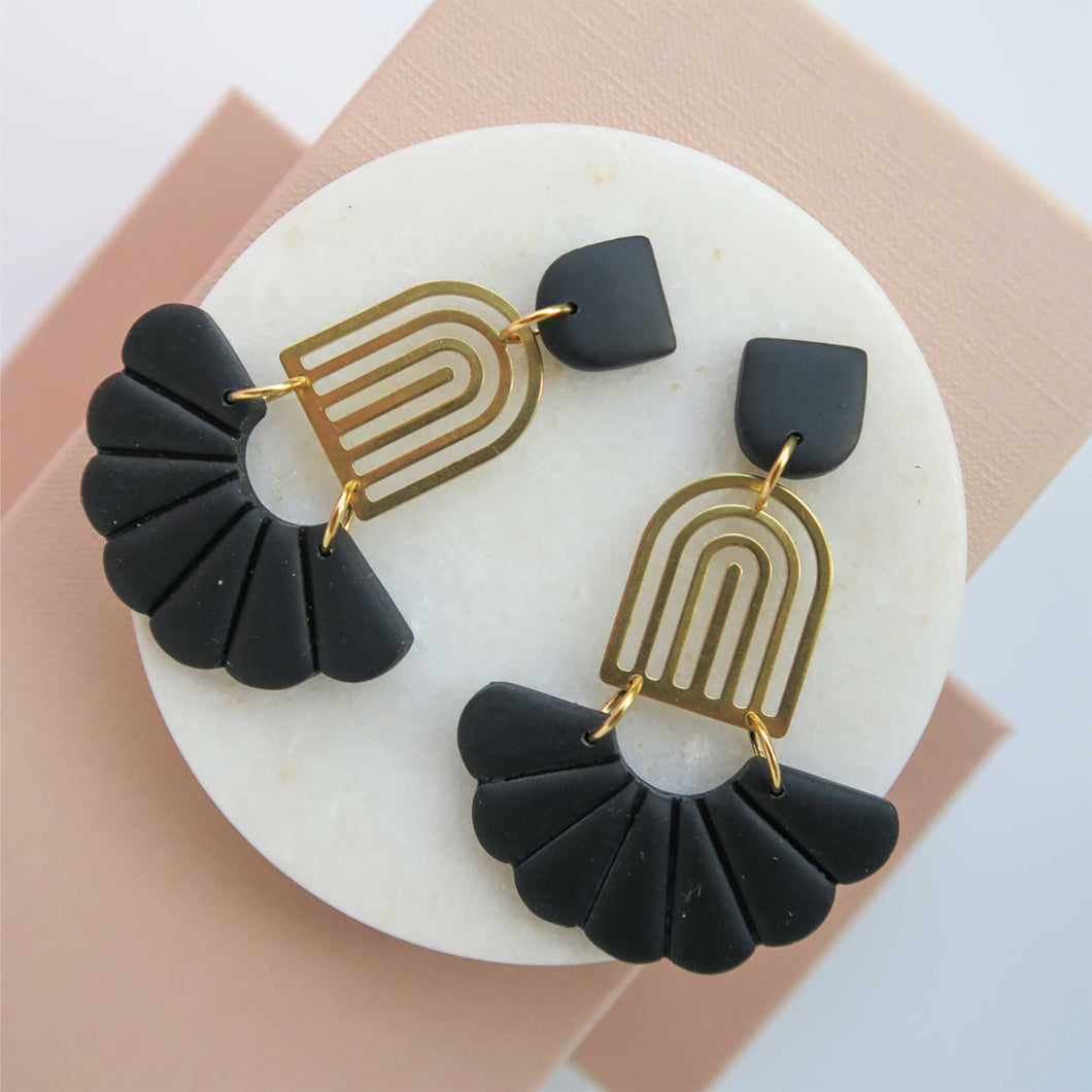 Fairlie Creative Glam Black Petal Earrings