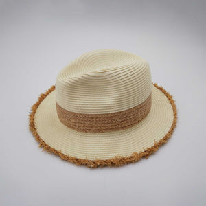 Grand Shine Design Paper Braid Hat in Ivory with Ruffle