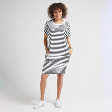 Load image into Gallery viewer, Nicks Bamboo Slouch Tee Dress Grey Marle/Black Stripe