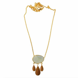 Euro Gold Choker Necklace with Raindrop Granite Gem