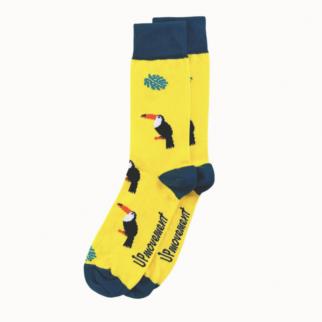 Toucan tango yellow socks with toucans