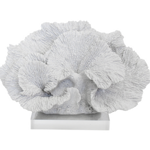 Polyresin coral fan white on base