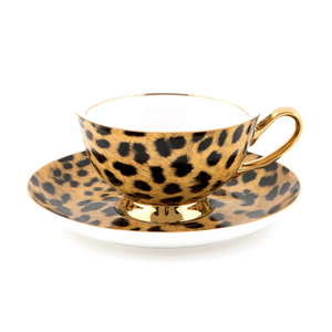 Leopard print teacup and saucer