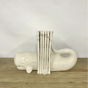 Ceramic Whale Bookends