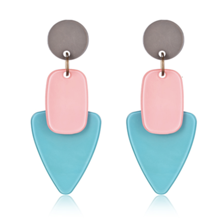 Evie pink, blue and taupe geometric earrings